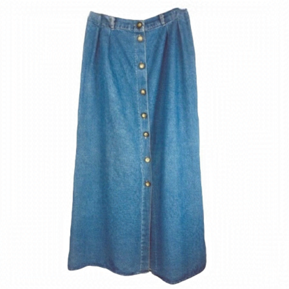 CLIENTELE Vintage 90’s Regular Wash Full Length Denim Jean Maxi Skirt Medium